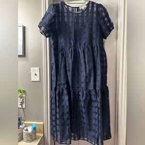 Anthropologie (Eri & Ali) tiered gingham sheer dress